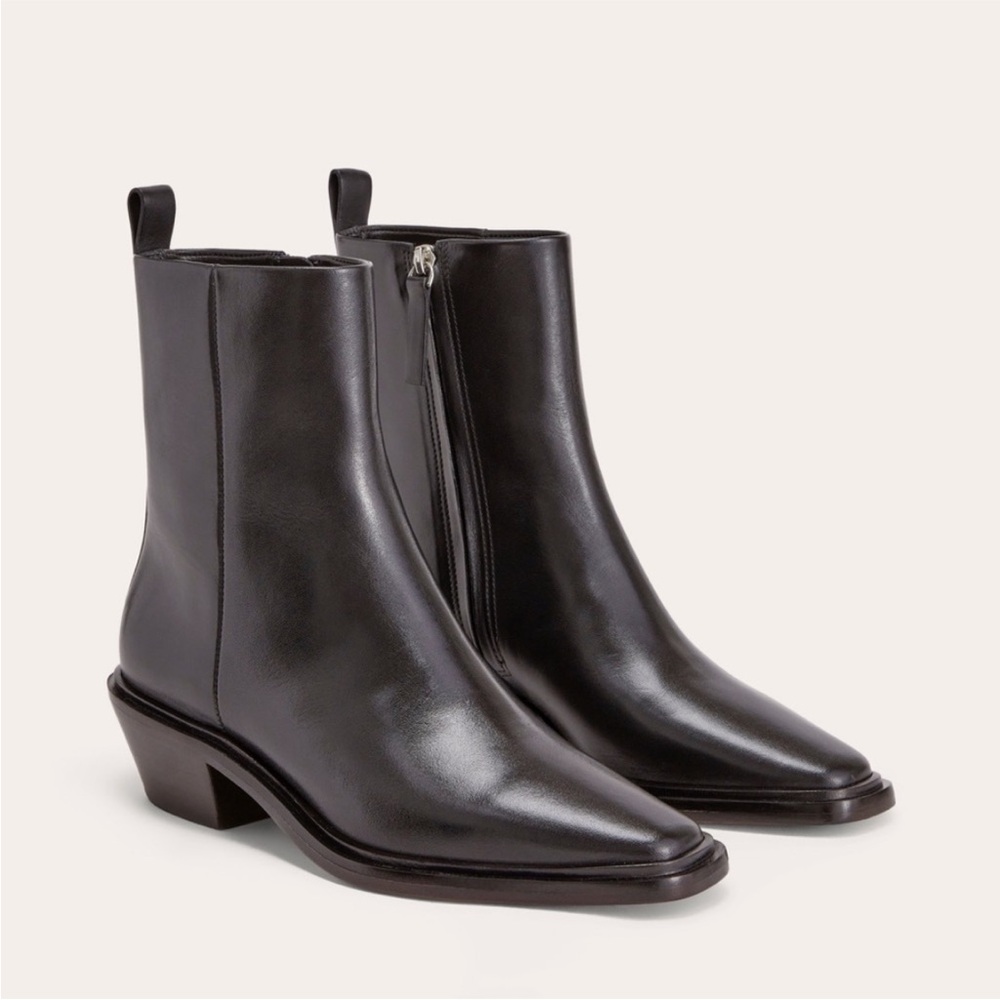 Everlane Heeled Zip Ankle Boot with Snip-Toe/Square Toe, Excellent - Picture 3 of 13